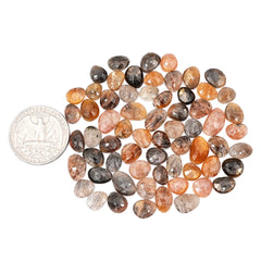 Golden Sheen Moonstone Rose Cut Cabochons | Freeform Gemstone for Jewelry Making - 64 Pieces