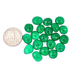 Green Onyx Rose Cut Cabochons | Freefrom Flat Back Gemstone For Jewelry Making - 20 Pieces