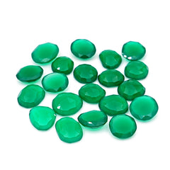 Green Onyx Rose Cut Cabochons | Freefrom Flat Back Gemstone For Jewelry Making - 20 Pieces