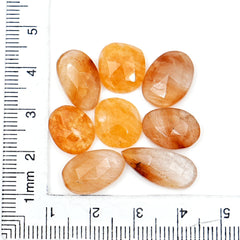 Rabbit Hair Rutile Quartz Rose Cut Cabochon| Freeform Gems with Inclusions For Jewelry Making - 8 pieces