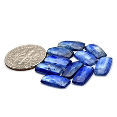 Blue Kyanite Rose Cut Cabochon | Natural Flatback Loose Gemstones for Jewelry Making - 10 pieces