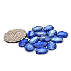 Blue Kyanite Rose Cut Cabochon | Natural Flatback Loose Gemstones for Jewelry Making - 14 pieces