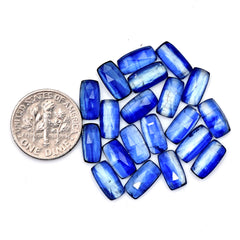 Blue Kyanite Rose Cut Cabochon | Natural Flatback Loose Gemstones for Jewelry Making - 20 pieces