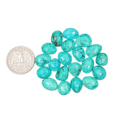 Rose Cut Hubei Turquoise Cabochons | Freefrom Gemstone for Jewelry Making- 20 Pieces