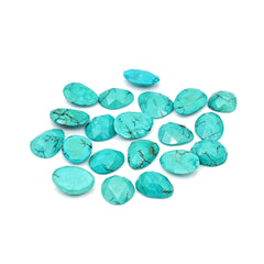Rose Cut Hubei Turquoise Cabochons | Freefrom Gemstone for Jewelry Making- 20 Pieces