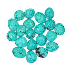 Rose Cut Hubei Turquoise Cabochons | Freefrom Gemstone for Jewelry Making- 20 Pieces
