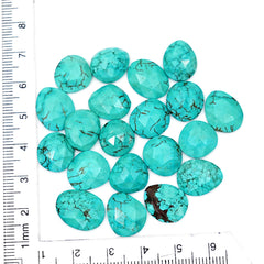 Rose Cut Hubei Turquoise Cabochons | Freefrom Gemstone for Jewelry Making- 20 Pieces