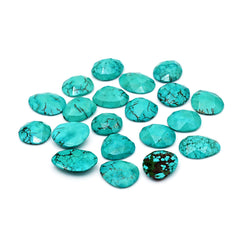 Rose Cut Hubei Turquoise Cabochons | Freefrom Gemstone for Jewelry Making- 20 Pieces