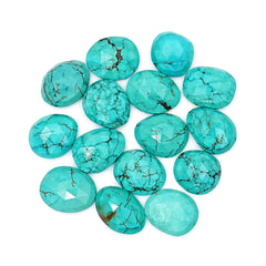 Hubei Turquoise Freeform Gemstone | Rose Cut Cabochons for Jewelry Crafting - 15 Pieces