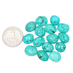 Hubei Turquoise Freeform Gemstone | Rose Cut Cabochons for Jewelry Crafting - 15 Pieces