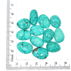 Rose Cut Hubei Turquoise Cabochons | Freefrom Gemstone for Jewelry Making- 12 Pieces