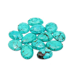 Rose Cut Hubei Turquoise Cabochons | Freefrom Gemstone for Jewelry Making- 13 Pieces