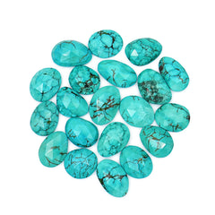 Hubei Turquoise Rose Cut Gemstone | Freefrom Cabochons for Jewelry Crafting - 20 Pieces