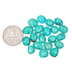 Rose Cut Hubei Turquoise Cabochons | Blue Green Freefrom Gemstone for Jewelry Making- 20 Pieces