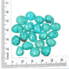 Rose Cut Hubei Turquoise Cabochons | Blue Green Freefrom Gemstone for Jewelry Making- 20 Pieces