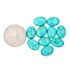 Hubei Turquoise Oval Shape Smooth Cabochons | Gemstone for Jewelry Making- 10 Pieces