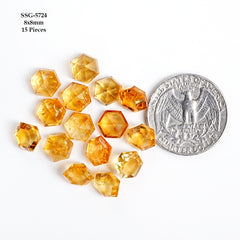 Golden Glow Citrine Rose cut Stones | Hand-Faceted Freeform Cabochons - 15 Pieces