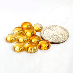 Natural Citrine Cabochon 10mm Round Flat Back Loose Gemstones for Jewelry Making - 10 Pieces