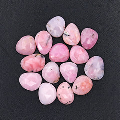 Pink Opal Rose Cut Cabochons | Peruvian Pink Gemstones for Jewelry Making - 15 pieces