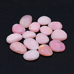 Pink Opal Rose Cut Cabochons | Peruvian Pink Gemstones for Jewelry Making - 15 pieces