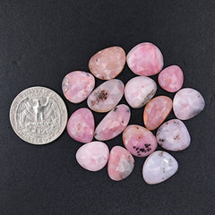 Pink Opal Rose Cut Cabochon | Peruvian Pink Gemstones for Jewelry Making - 15 pieces