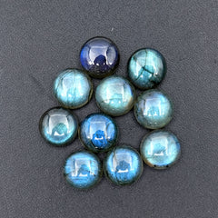 Round Smooth Labradorite Cabochons | Natural Flashy Gemstones for Jewelry Making - 10 Pieces