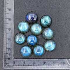 Round Smooth Labradorite Cabochons | Natural Flashy Gemstones for Jewelry Making - 10 Pieces