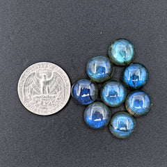 Round Shape Labradorite Smooth Cabochon | Natural Flashy Gemstones for Jewelry Making - 8 Pieces