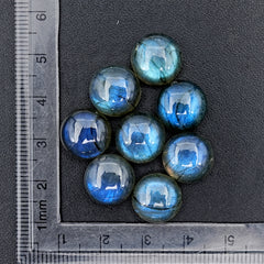 Round Shape Labradorite Smooth Cabochon | Natural Flashy Gemstones for Jewelry Making - 8 Pieces