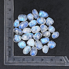 Rainbow Moonstone Rose Cut Cabochon | Freefrom Gemstone For Jewelry Making - 27 Pieces