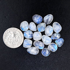 Freeform Rainbow Moonstone Cabochon | Rose Cut Gemstone For Jewelry Making - 17 Pieces