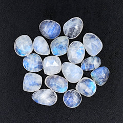 Freeform Rainbow Moonstone Cabochon | Rose Cut Gemstone For Jewelry Making - 17 Pieces