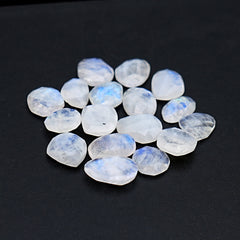Freeform Rainbow Moonstone Cabochon | Rose Cut Gemstone For Jewelry Making - 17 Pieces