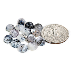 Dendritic Agate Cabochons | Natural Flatback Loose Gemstones For Jewelry Making - 15 Pieces