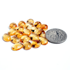 Natural Citrine Cabochons | Natural Flatback Loose Gemstones for Jewelry Making - 20 Pieces
