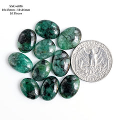 Lush Green Emerald Smooth Cabochons | Freeform Gemstones for Jewelry Making - 10 Pieces