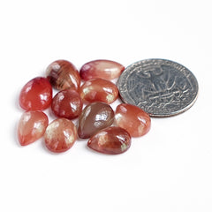 Andesine Labradorite Pear Gemstones | Smooth Cabochons For Jewelry Making - 10 Pieces