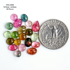 Natural Tourmaline Cabochons | Multi Freeform Loose Gemstones For Jewelry Making - 20 Pieces