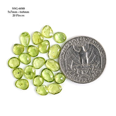 Natural Peridot Freeform Green Gemstones | Rose Cut Cabochons for Jewelry Making - 20 Pieces