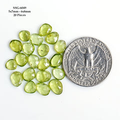 Natural Peridot | Freeform Rosecut Gemstones | Green Cabochons for Jewelry Making - 20 pieces
