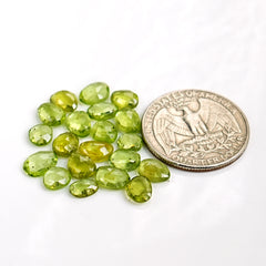 Natural Peridot Rose Cut Cabochon Freeform Flat Back Loose Gemstones for Jewelry Making - 20 Pieces