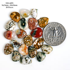 Ocean Jasper Cabochons Freeform | Natural Gemstones for Jewelry Making - 20 Pieces