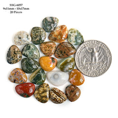 Ocean Jasper Cabochons Freeform | Natural Gemstones for Jewelry Making - 20 Pieces