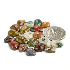 Ocean Jasper Cabochons | Polished Orbicular Jasper Stones for Jewelry - 20 Pieces