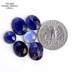 Iolite Rosecut Cabochons | Freeform Indigo Blue Gemstones For Jewelry - 6 Pieces
