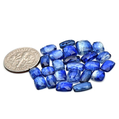 Blue Kyanite Rose Cut Cabochon | Natural Flatback Loose Gemstones for Jewelry Making - 24 pieces