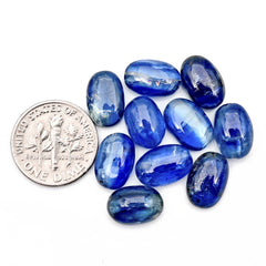 Blue Kyanite Cabochon | Natural Flatback Loose Gemstones for Jewelry Making - 10 Pieces