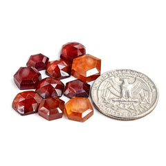 Hessonite Garnet Rose Cut Cabochon | Natural Flatback Loose Gemstone for Jewelry Making - 10 Pieces