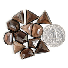 Natural Smoky Quartz Steps Cut Faceted Loose Gemstones for Jewelry Making - 12 Pieces