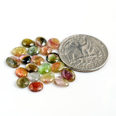Natural Tourmaline Rose Cut Cabochon | Multi Freeform Loose Gemstones For Jewelry Making - 20 Pieces
